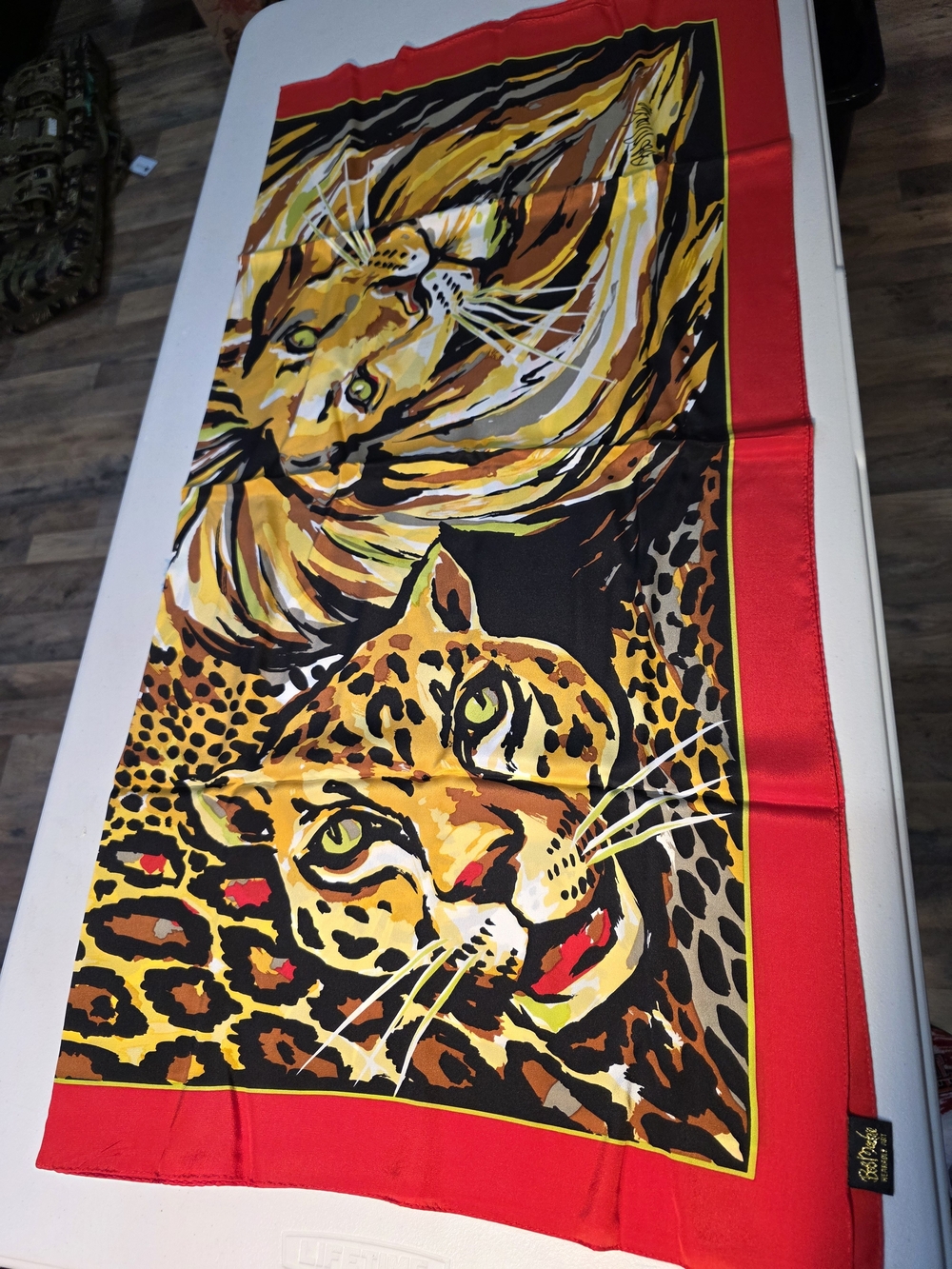 This vintage Bob Mackie "Big Cats" 100% silk